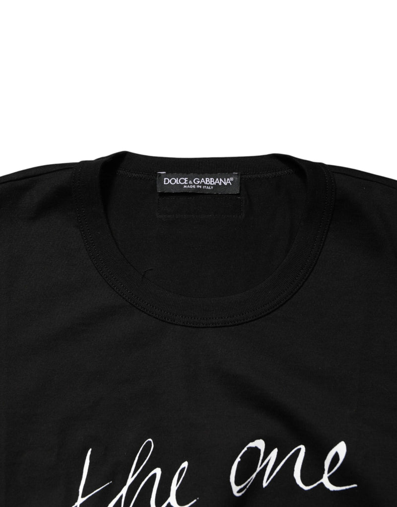 Dolce & Gabbana T-shirt Graphique Noir à Col Rond et Manches Courtes
