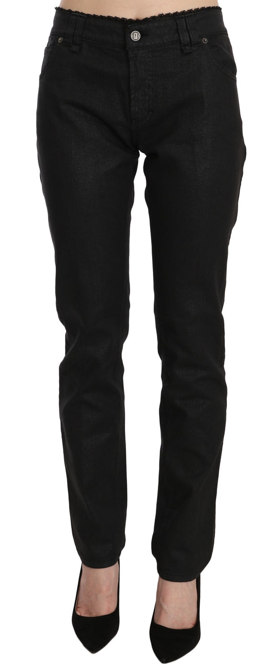 Jean skinny noir mi-hauteur John Galliano en coton