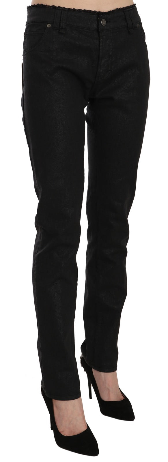 Jean Skinny Noir Taille Haute en Coton John Galliano
