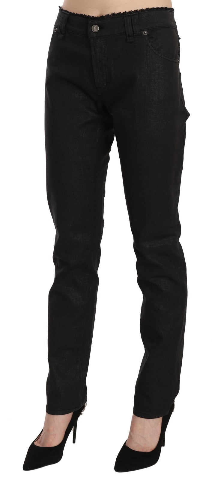 Jean Skinny Noir Taille Haute en Coton John Galliano