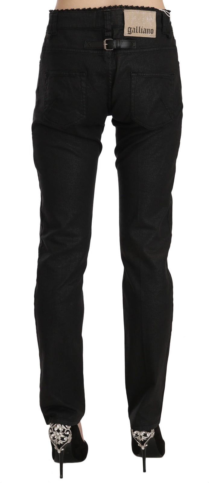 Jean Skinny Noir Taille Haute en Coton John Galliano