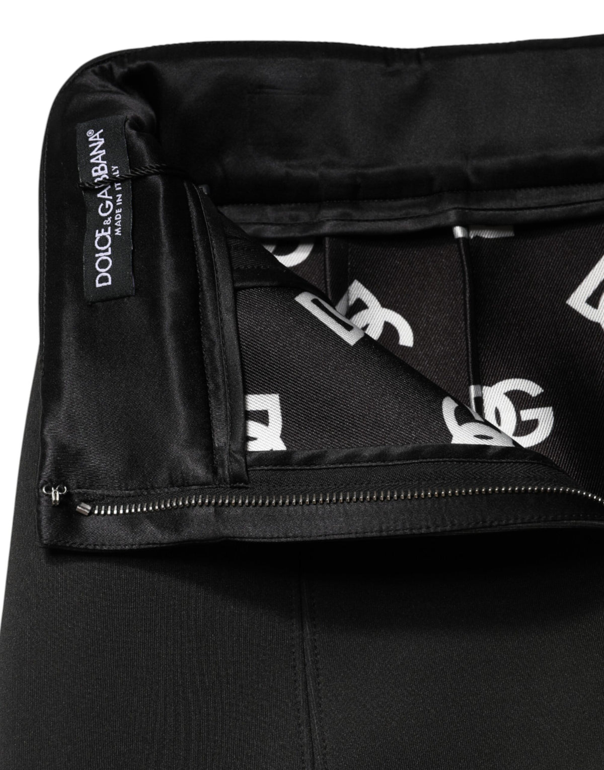 Dolce & Gabbana Jupe Mini Noir en Nylon à Taille Haute