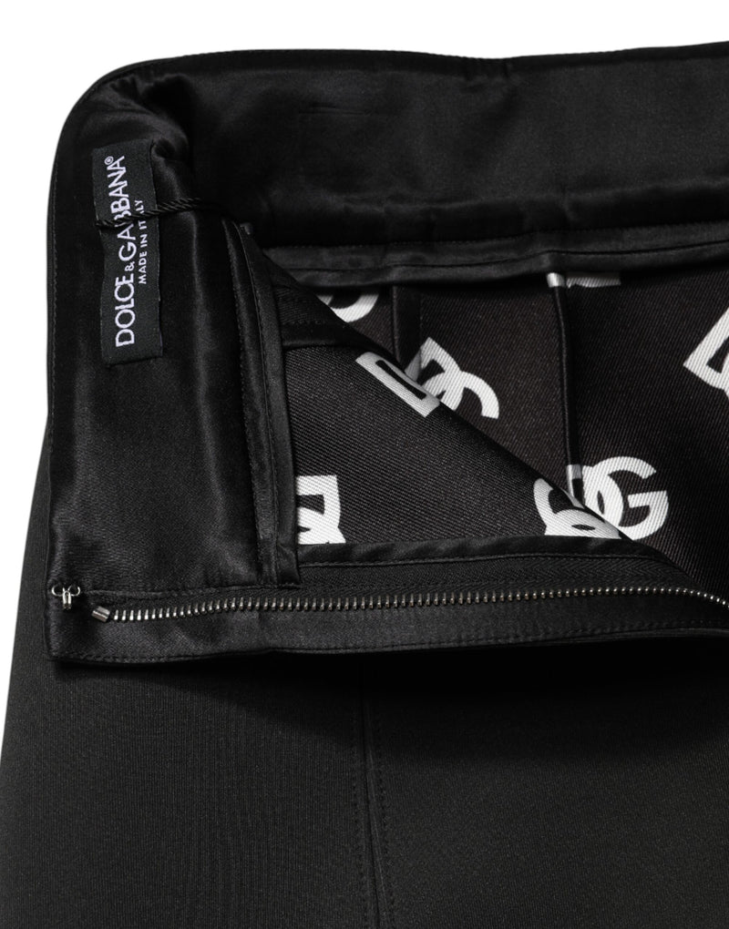 Dolce & Gabbana Jupe Mini Noir en Nylon à Taille Haute