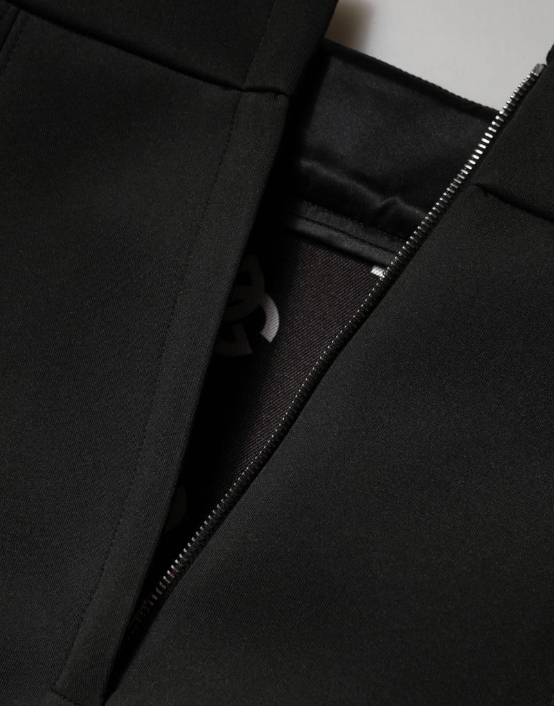 Dolce & Gabbana Jupe Mini Noir en Nylon à Taille Haute