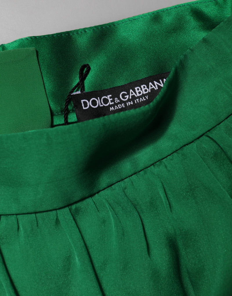 Dolce & Gabbana Green Silk High Waist Hot Pants for Women