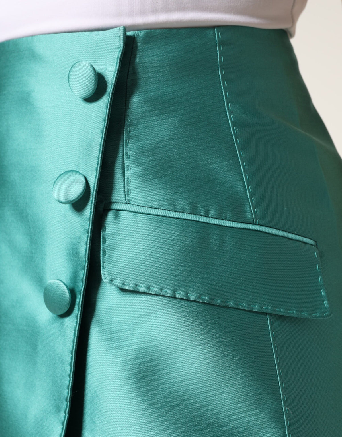 Dolce & Gabbana Jupe Mini Haute Taille Verte en Polyester