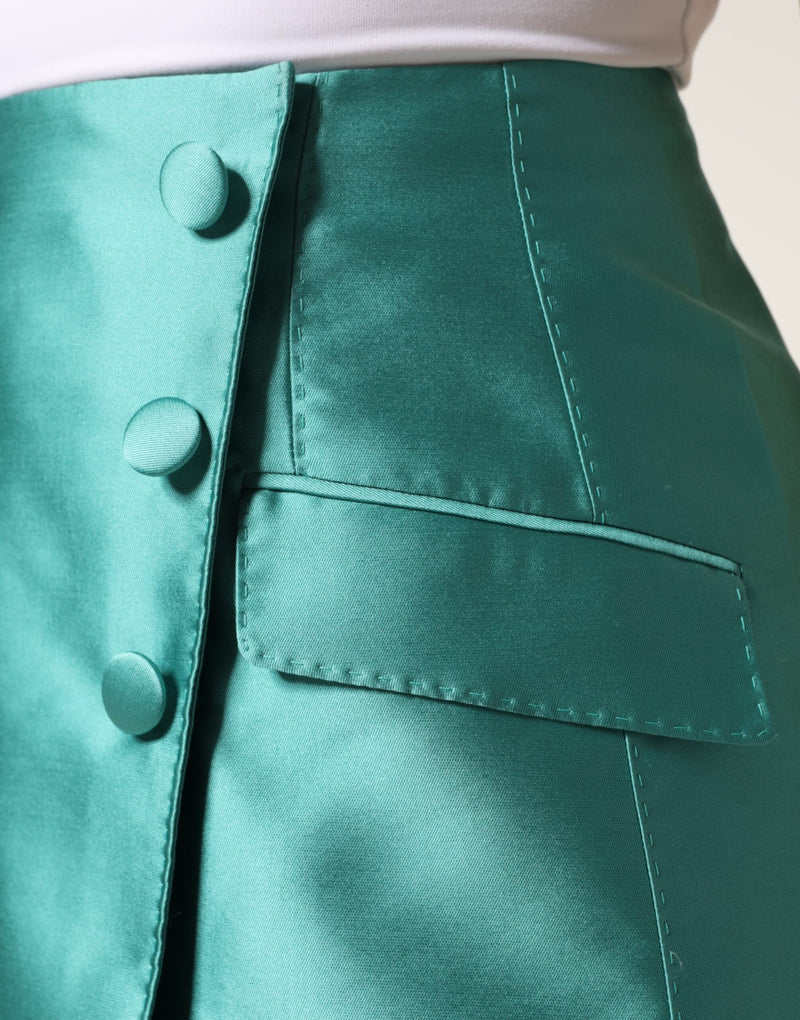 Dolce & Gabbana Jupe Mini Haute Taille Verte en Polyester