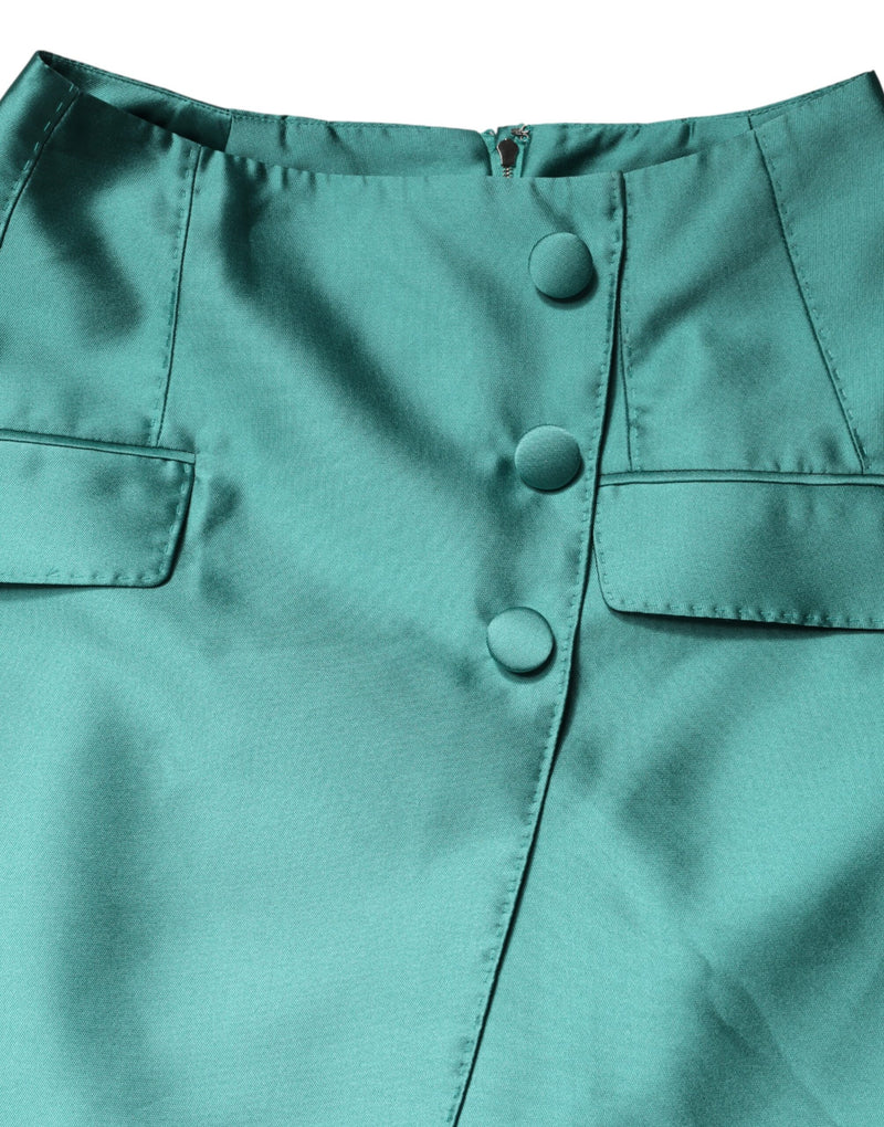 Dolce & Gabbana Jupe Mini Haute Taille Verte en Polyester