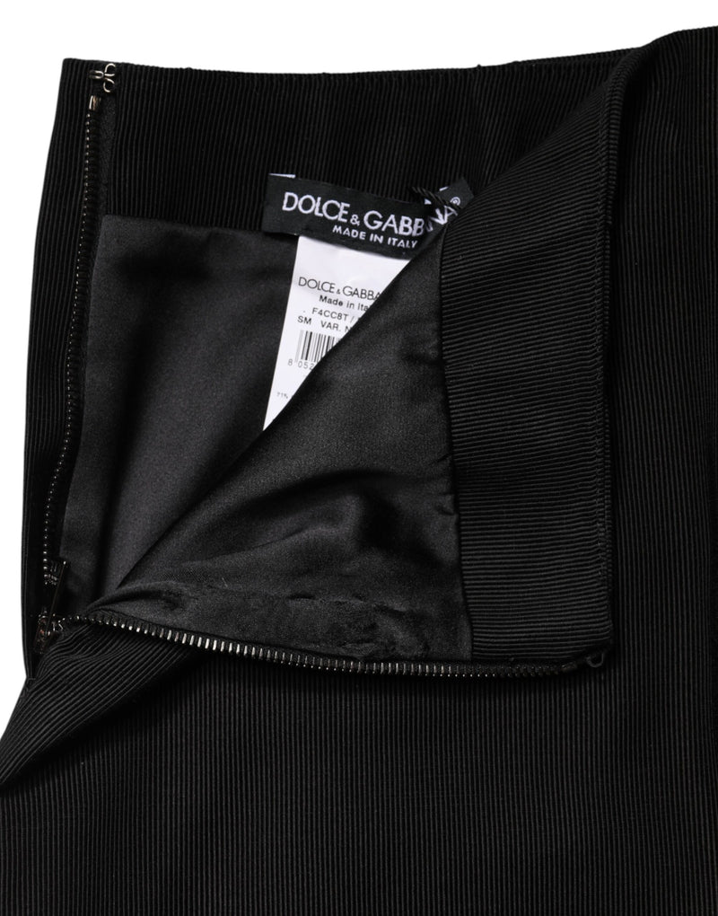 Dolce & Gabbana Jupe Mini Noire en Coton à Taille Haute