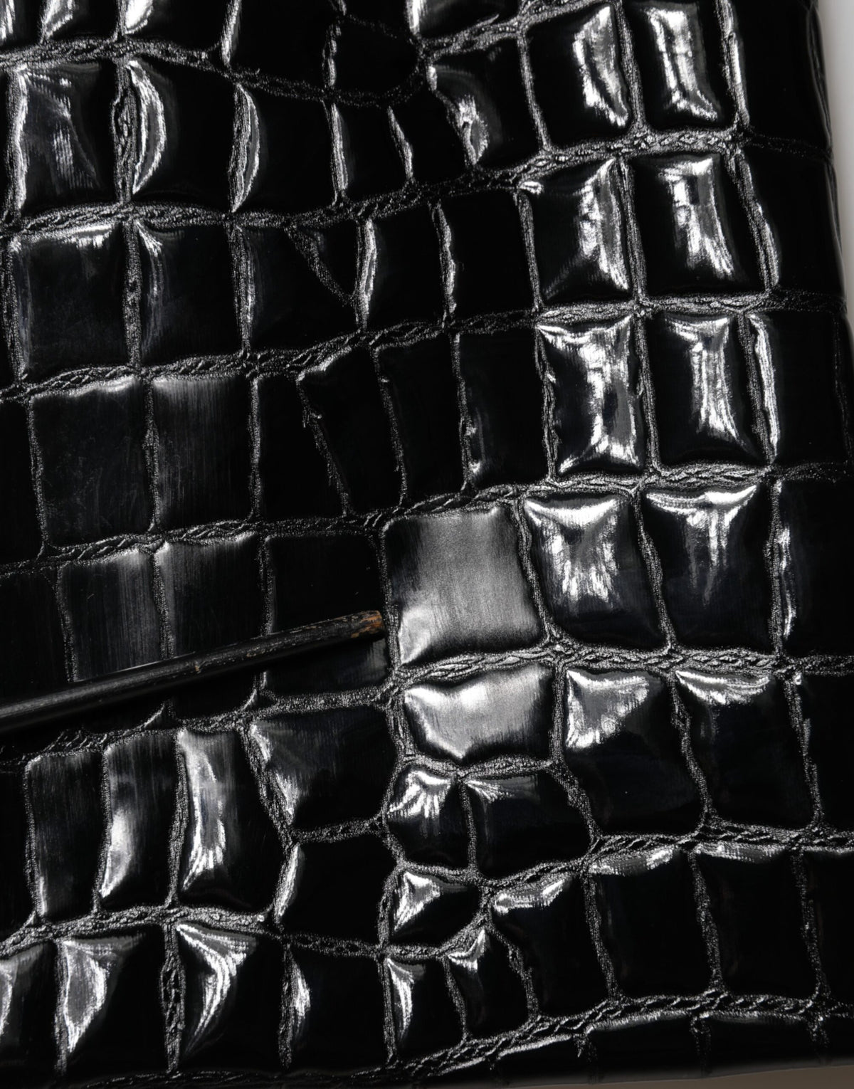 Dolce & Gabbana Jupe Midi Noir en Similicuir Croco