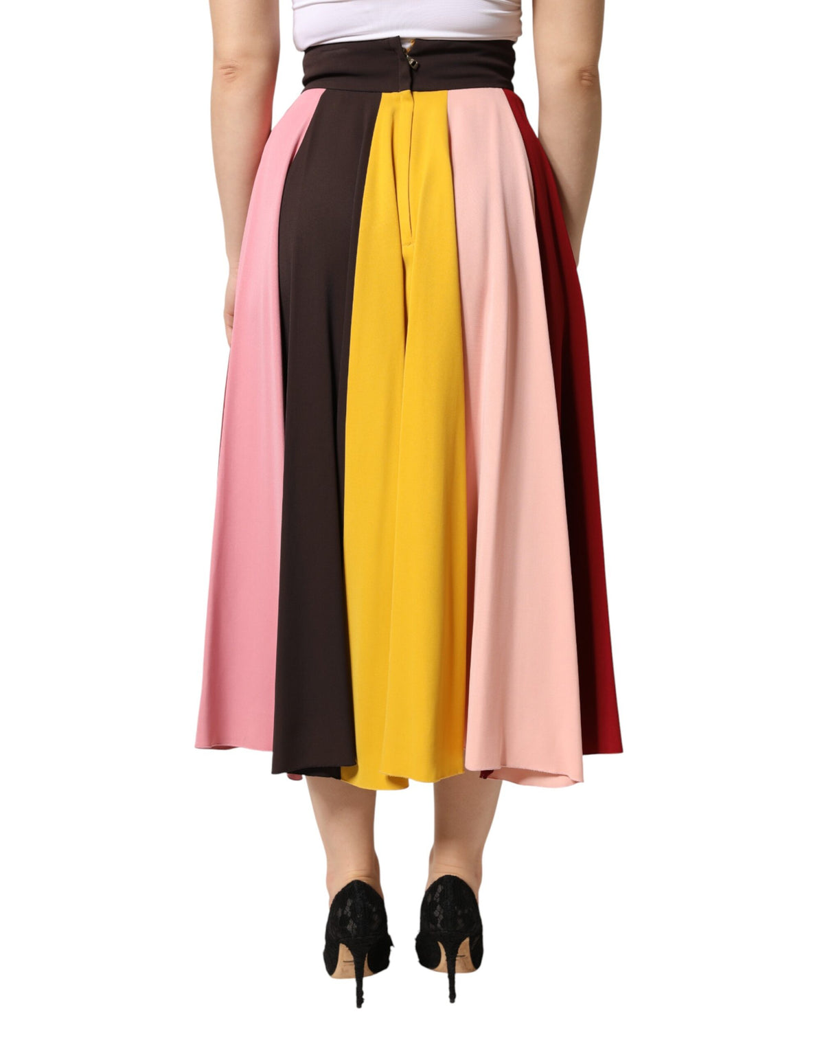 Jupe Midi Haute Taille Multicolore en Viscose Dolce & Gabbana