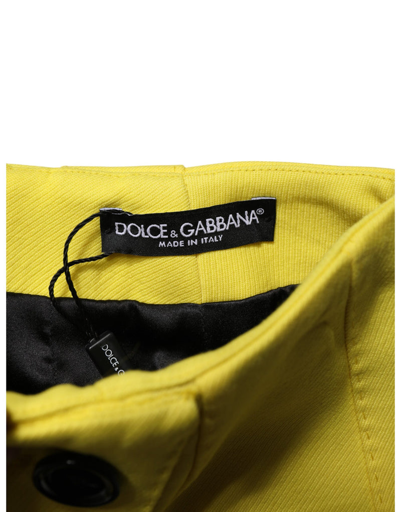 Dolce & Gabbana Jupe Mini Jaune en Laine à Taille Haute Boutonnée