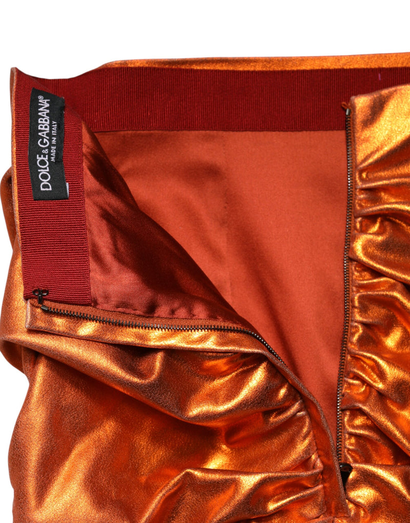 Dolce & Gabbana Jupe Mini Haute Taille Métallique Orange
