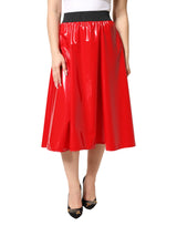 Dolce & Gabbana Jupe Midi Haute Brillante Rouge