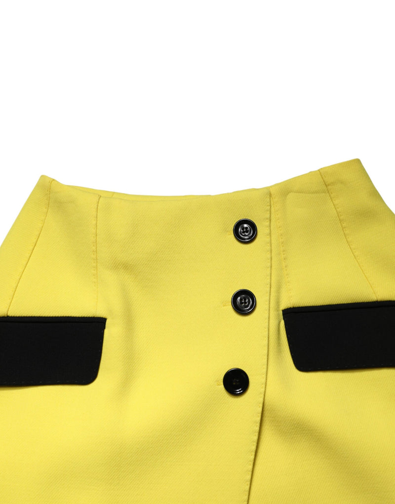 Dolce & Gabbana Jupe Mini Jaune en Laine à Taille Haute