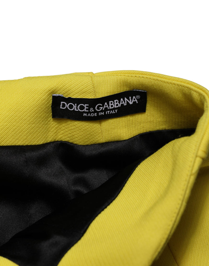 Dolce & Gabbana Jupe Mini Jaune en Laine à Taille Haute