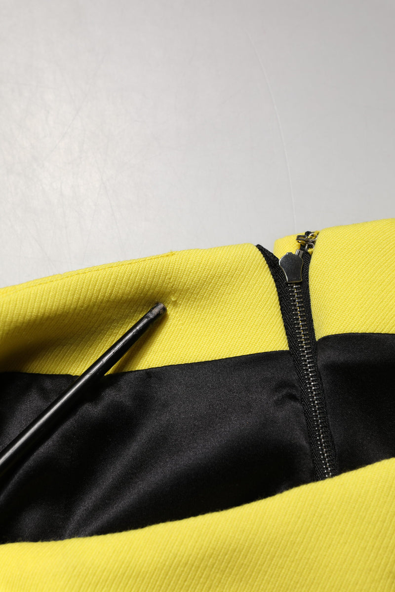 Dolce & Gabbana Jupe Mini Jaune en Laine à Taille Haute