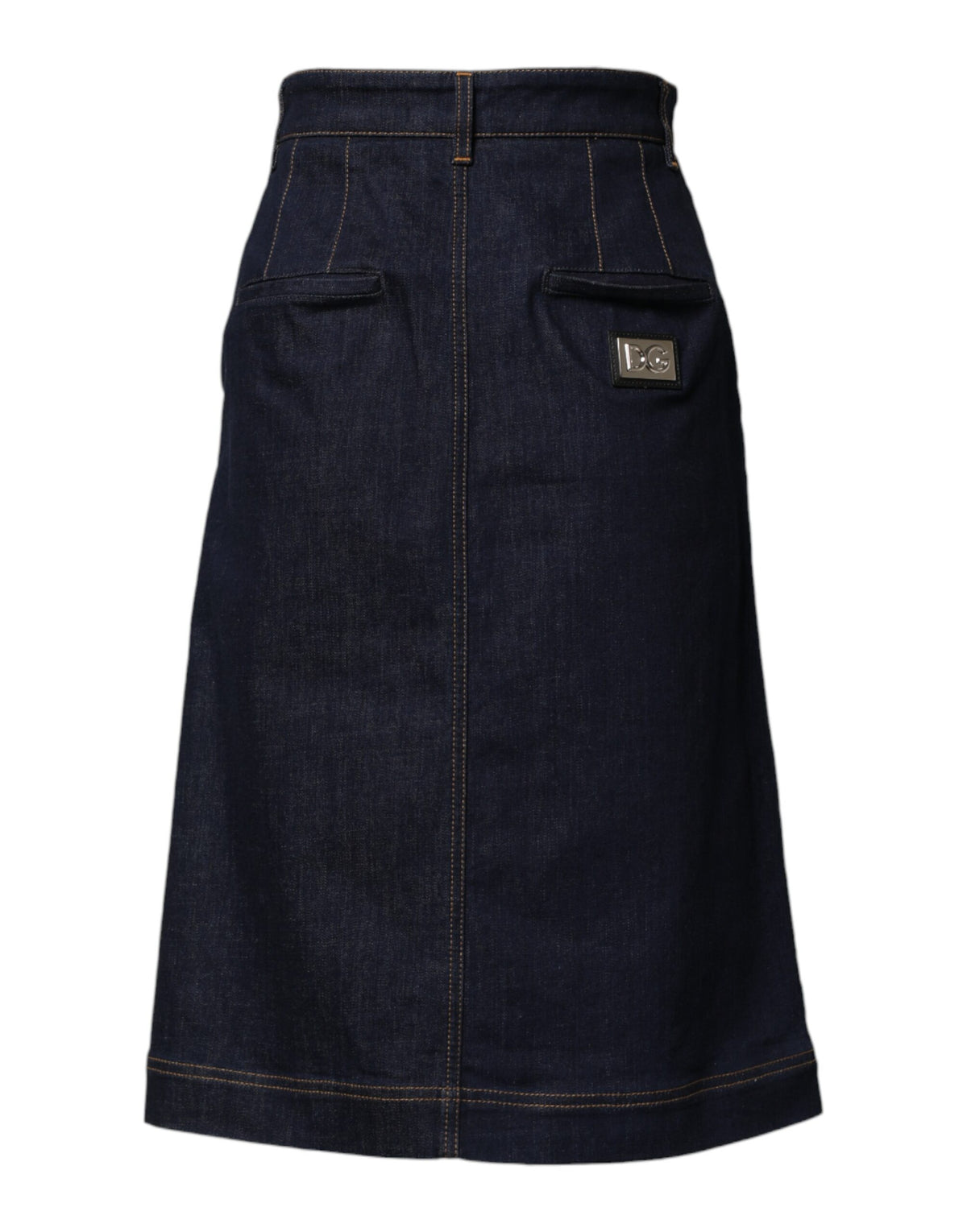 Jupe Midi A-ligne en Denim Coton Bleu Foncé Dolce & Gabbana