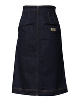 Jupe Midi A-ligne en Denim Coton Bleu Foncé Dolce & Gabbana