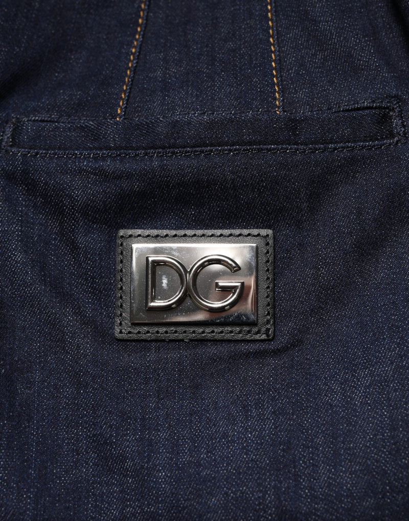Jupe Midi A-ligne en Denim Coton Bleu Foncé Dolce & Gabbana