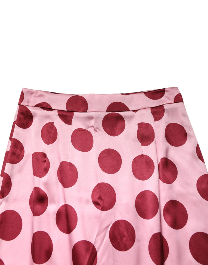 Dolce & Gabbana Jupe Midi Crayon en Soie Rose à Pois