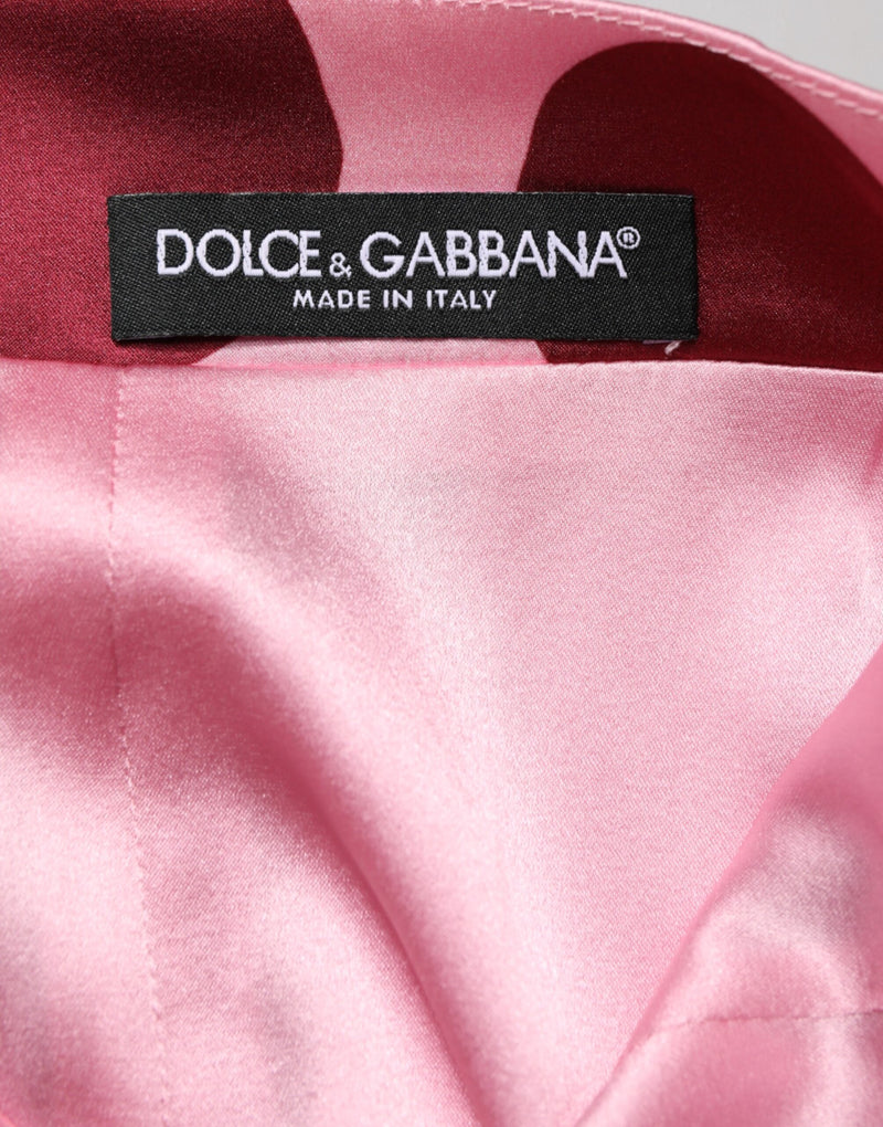 Dolce & Gabbana Jupe Midi Crayon en Soie Rose à Pois
