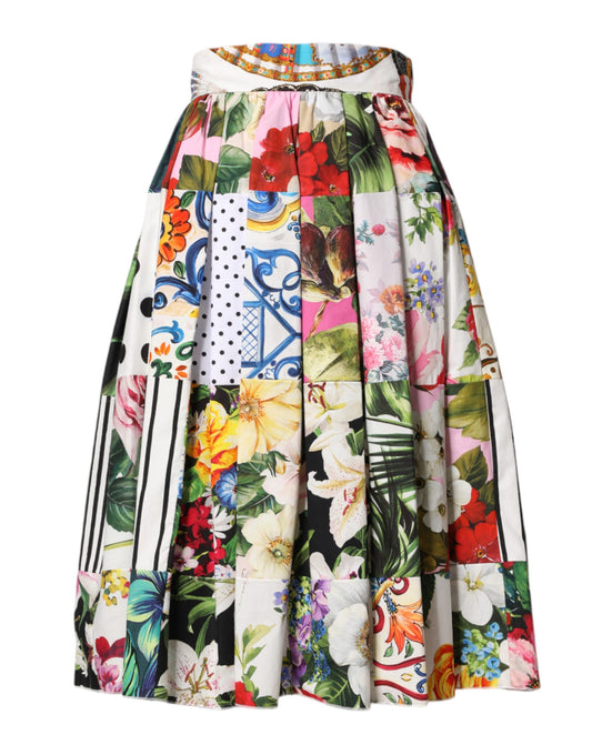 Jupe midi taille haute patchwork multicolore Dolce &amp; Gabbana