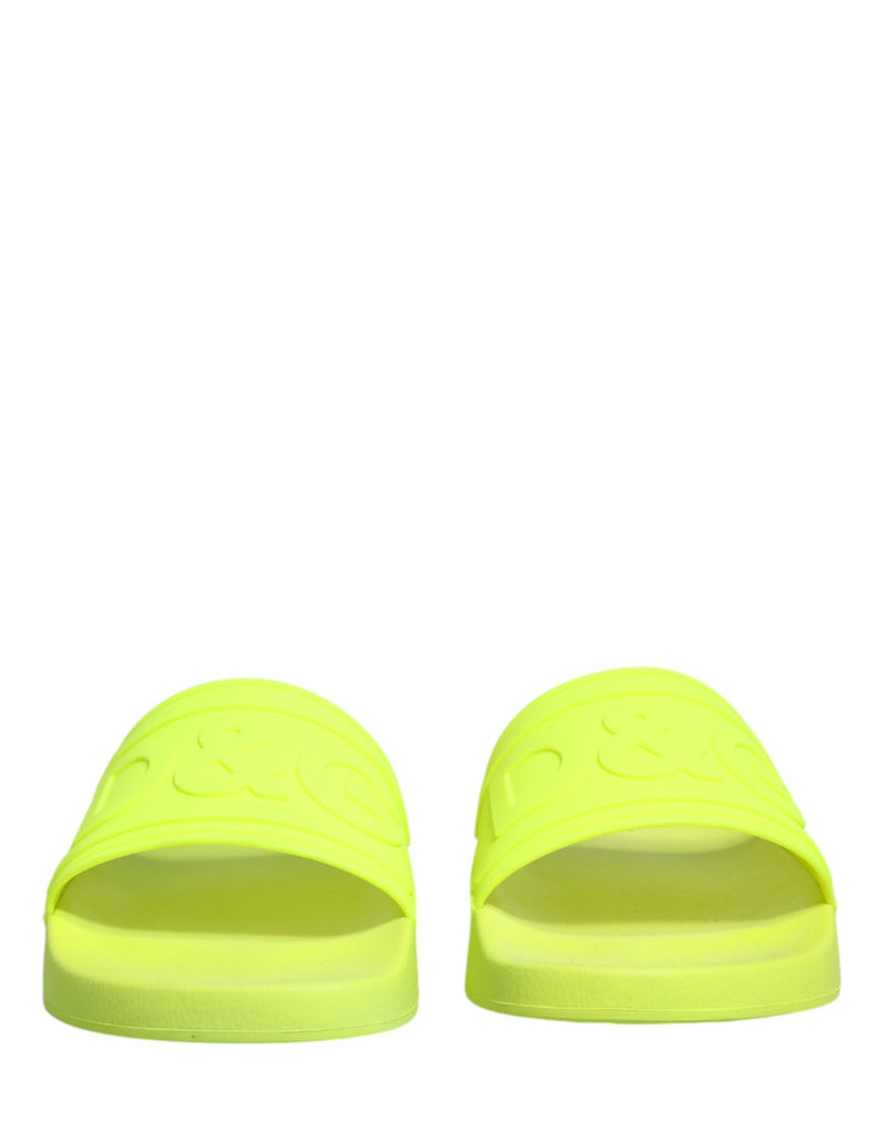 Dolce & Gabbana Green Rubber Slides - Stylish Beachwear Shoes