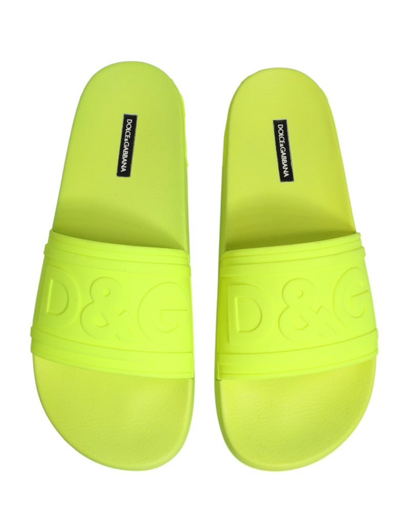 Dolce & Gabbana Green Rubber Slides - Stylish Beachwear Shoes