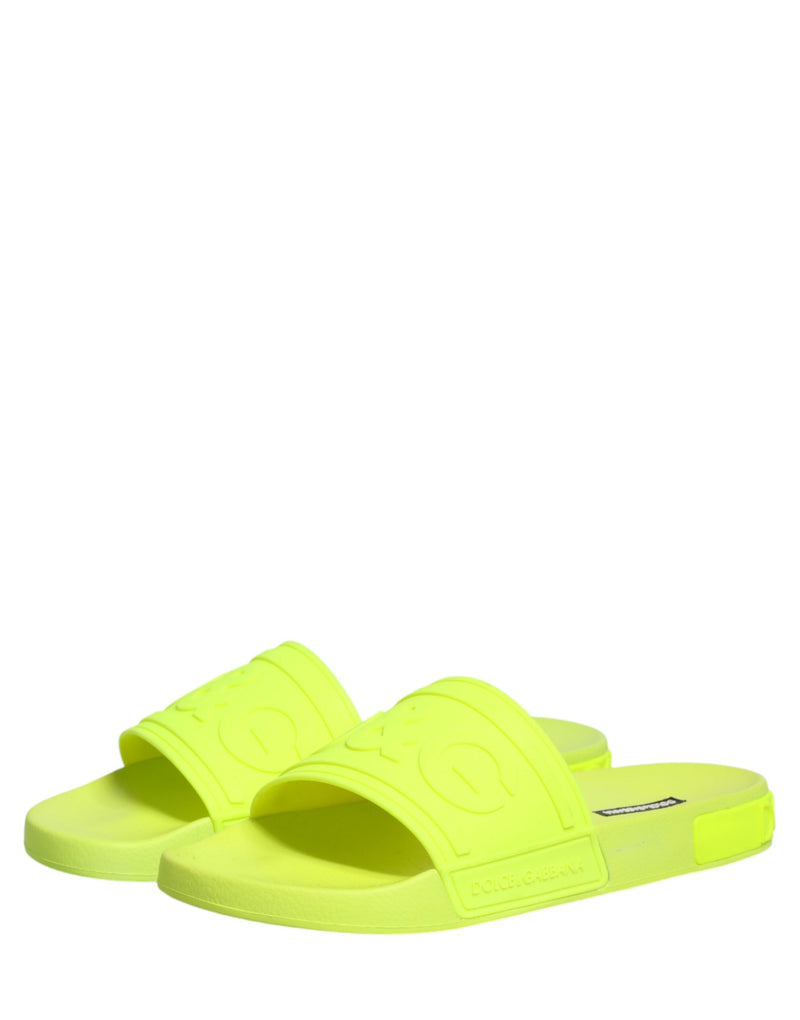 Dolce & Gabbana Green Rubber Slides - Stylish Beachwear Shoes