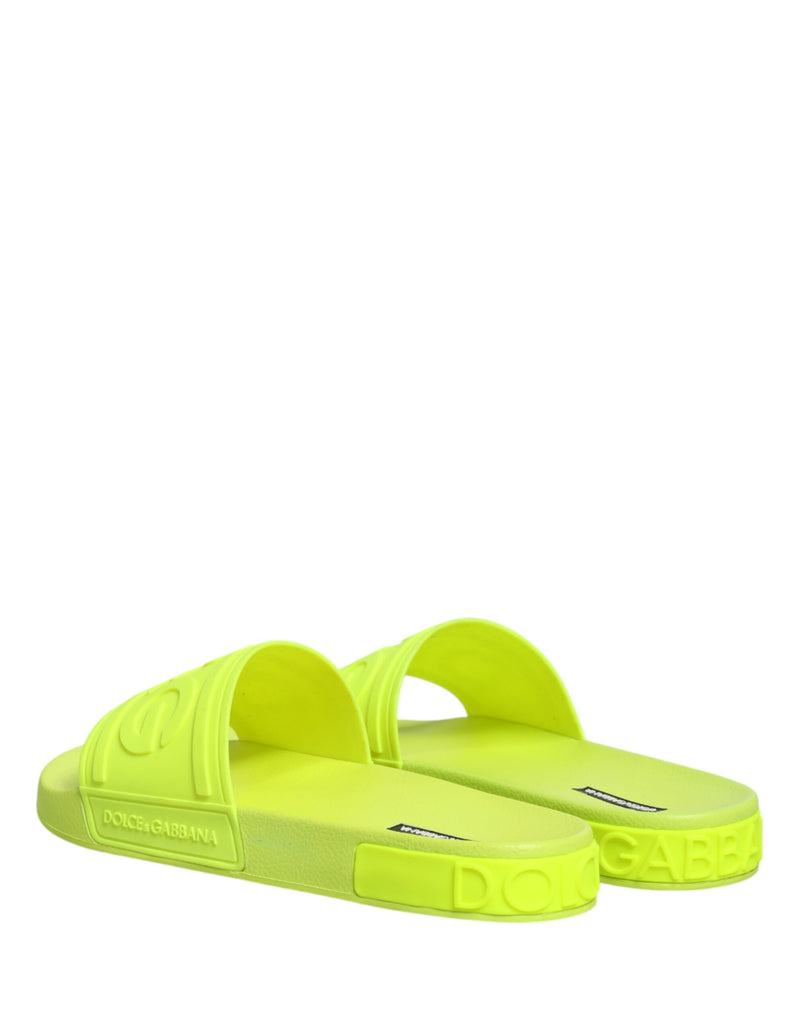 Dolce & Gabbana Green Rubber Slides - Stylish Beachwear Shoes