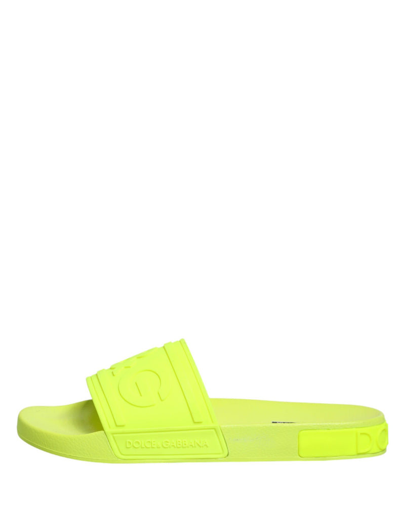 Dolce & Gabbana Green Rubber Slides - Stylish Beachwear Shoes