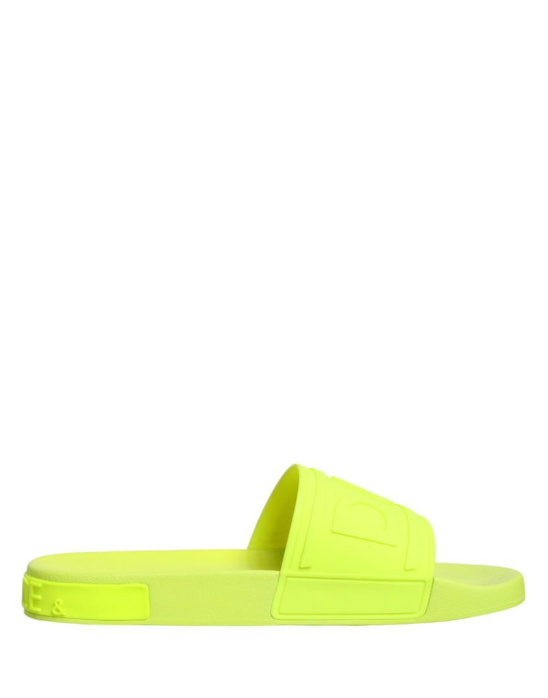 Dolce & Gabbana Green Rubber Slides - Stylish Beachwear Shoes