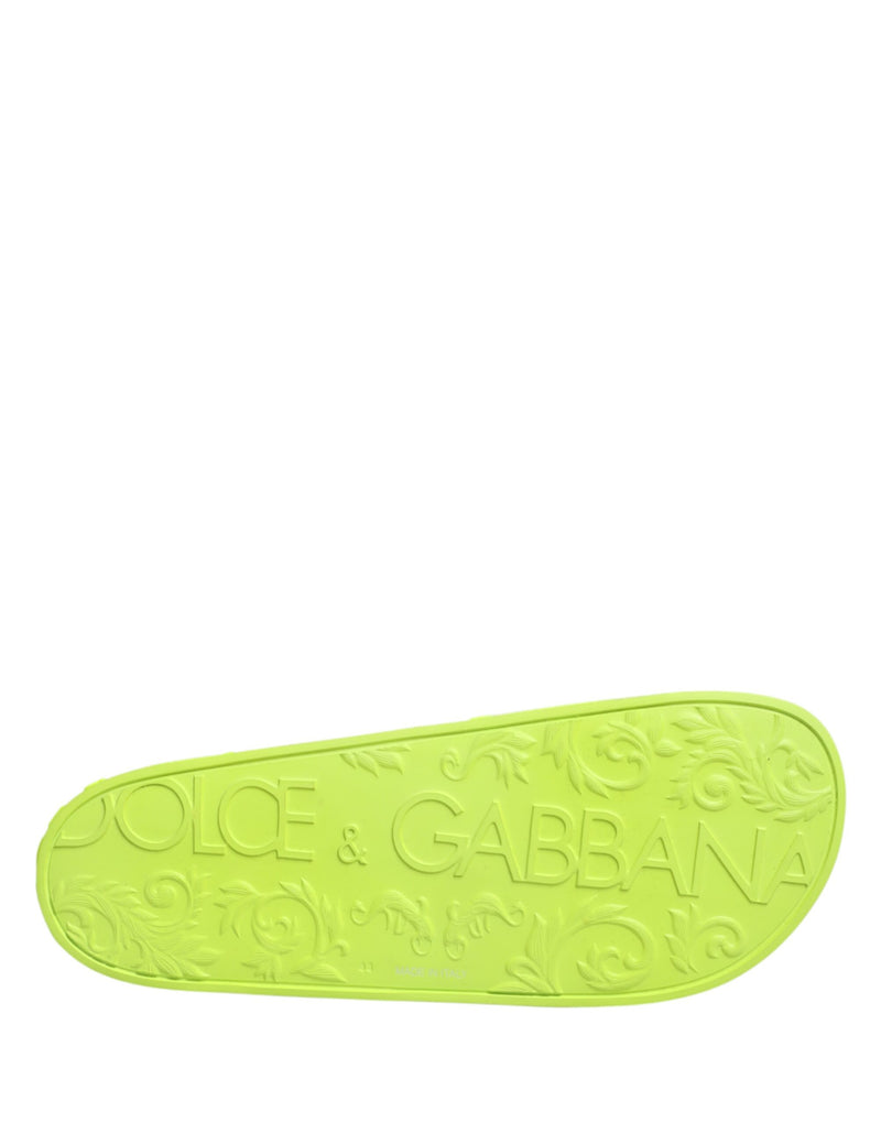 Dolce & Gabbana Green Rubber Slides - Stylish Beachwear Shoes