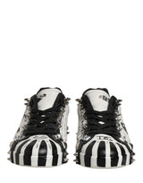 Dolce & Gabbana Black White Studded Low Top Sneakers