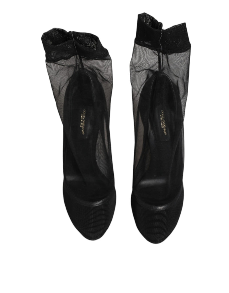 Dolce & Gabbana Black Nylon Stretch Mesh Sock Boots