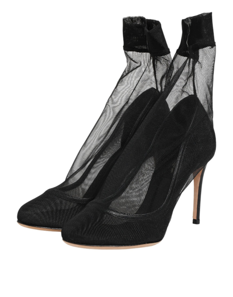 Dolce & Gabbana Black Nylon Stretch Mesh Sock Boots