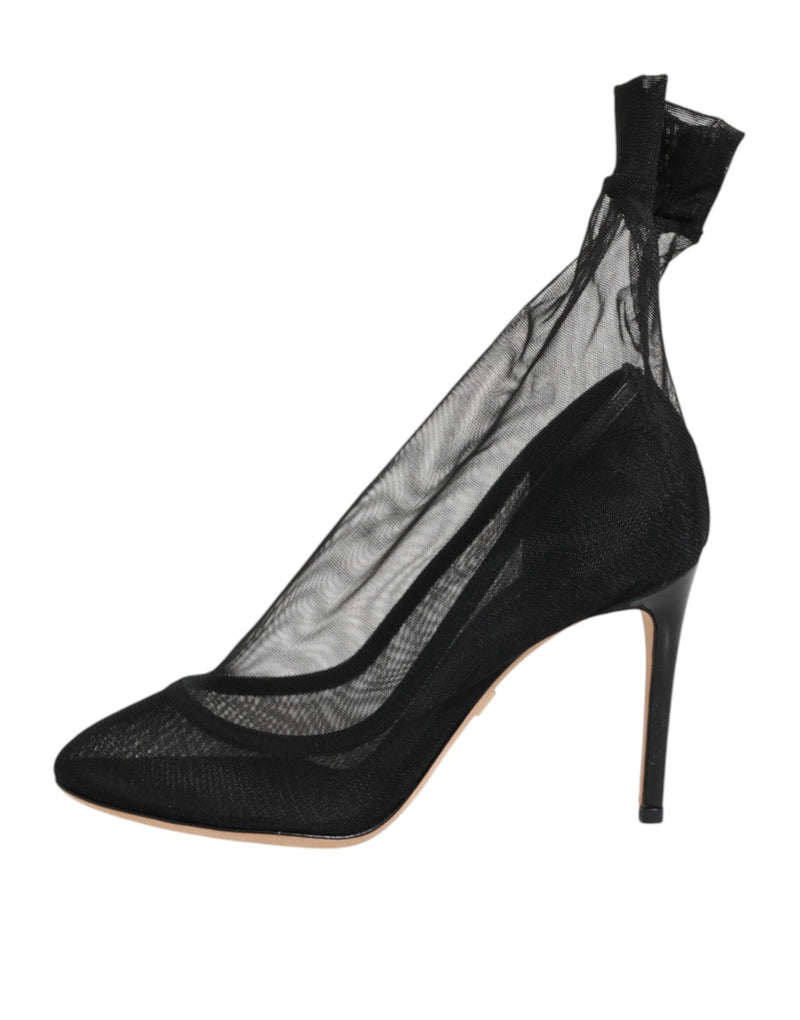 Dolce & Gabbana Black Nylon Stretch Mesh Sock Boots