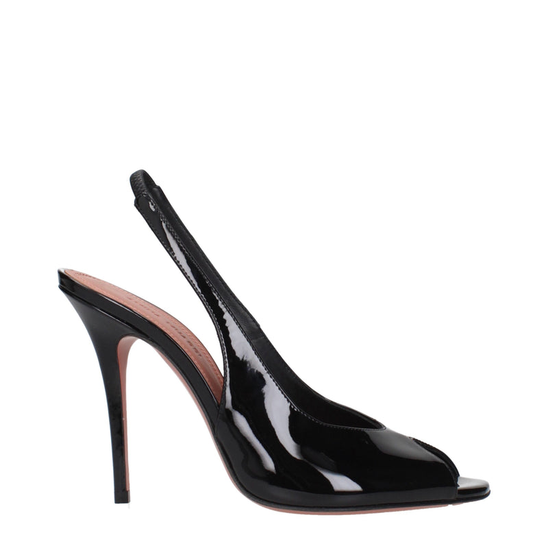 Amina Muaddi Sandales à Talons Aiguilles en Cuir Noir