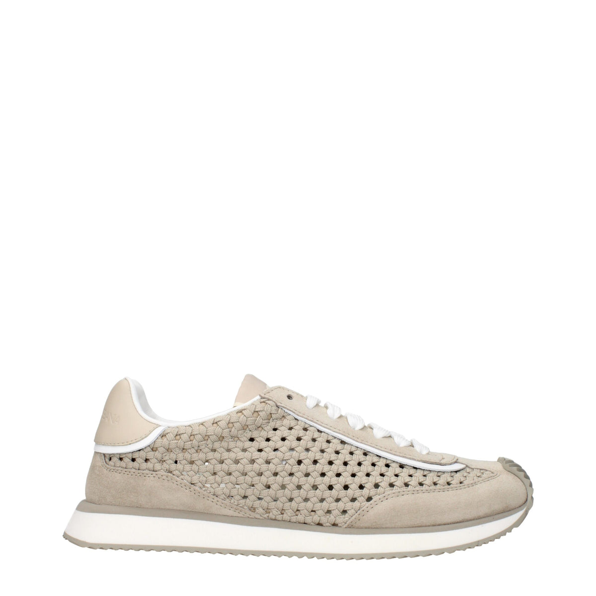 Dolce & Gabbana Baskets Basses en Tissu Beige pour Homme