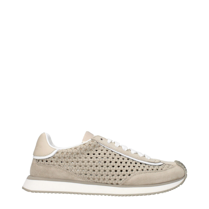Dolce & Gabbana Beige Fabric Low Top Sneakers for Men