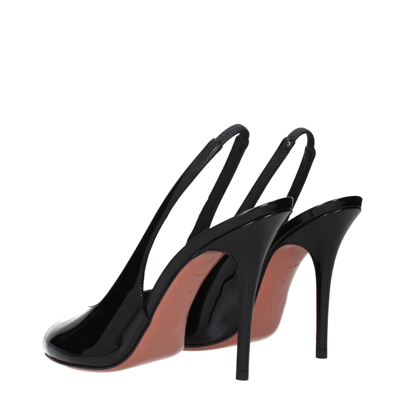 Amina Muaddi Sandales à Talons Aiguilles en Cuir Noir