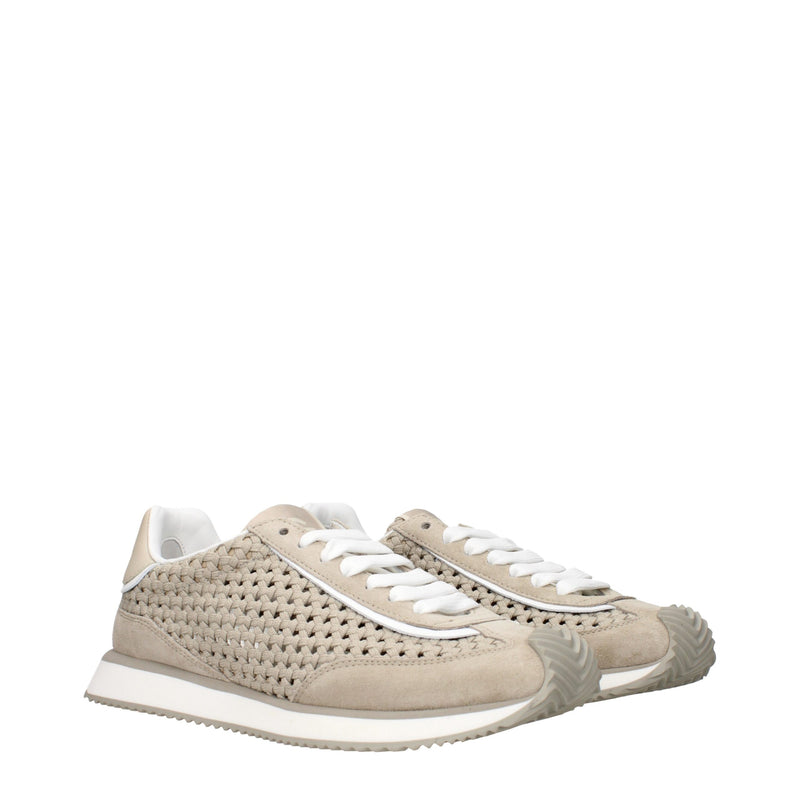 Dolce & Gabbana Beige Fabric Low Top Sneakers for Men