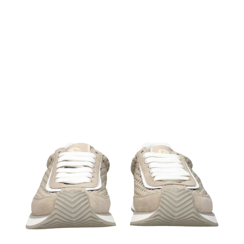 Dolce & Gabbana Beige Fabric Low Top Sneakers for Men