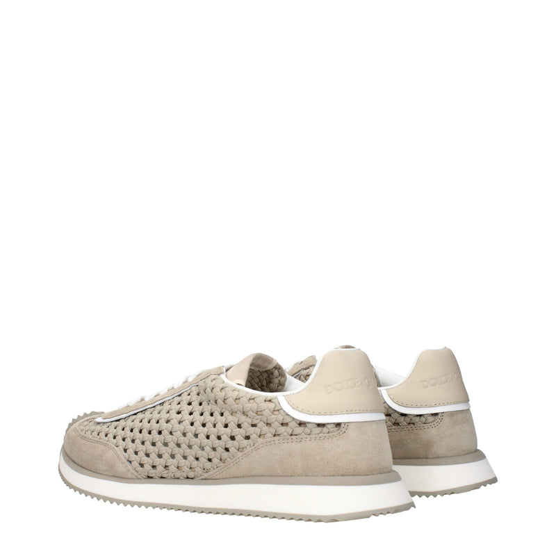Dolce & Gabbana Beige Fabric Low Top Sneakers for Men