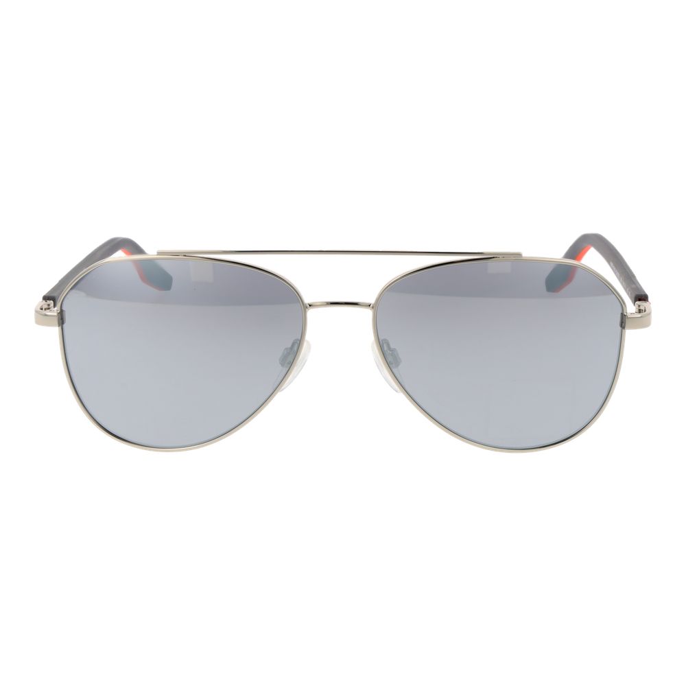 Lunettes de soleil aviateur en caoutchouc argenté Converse
