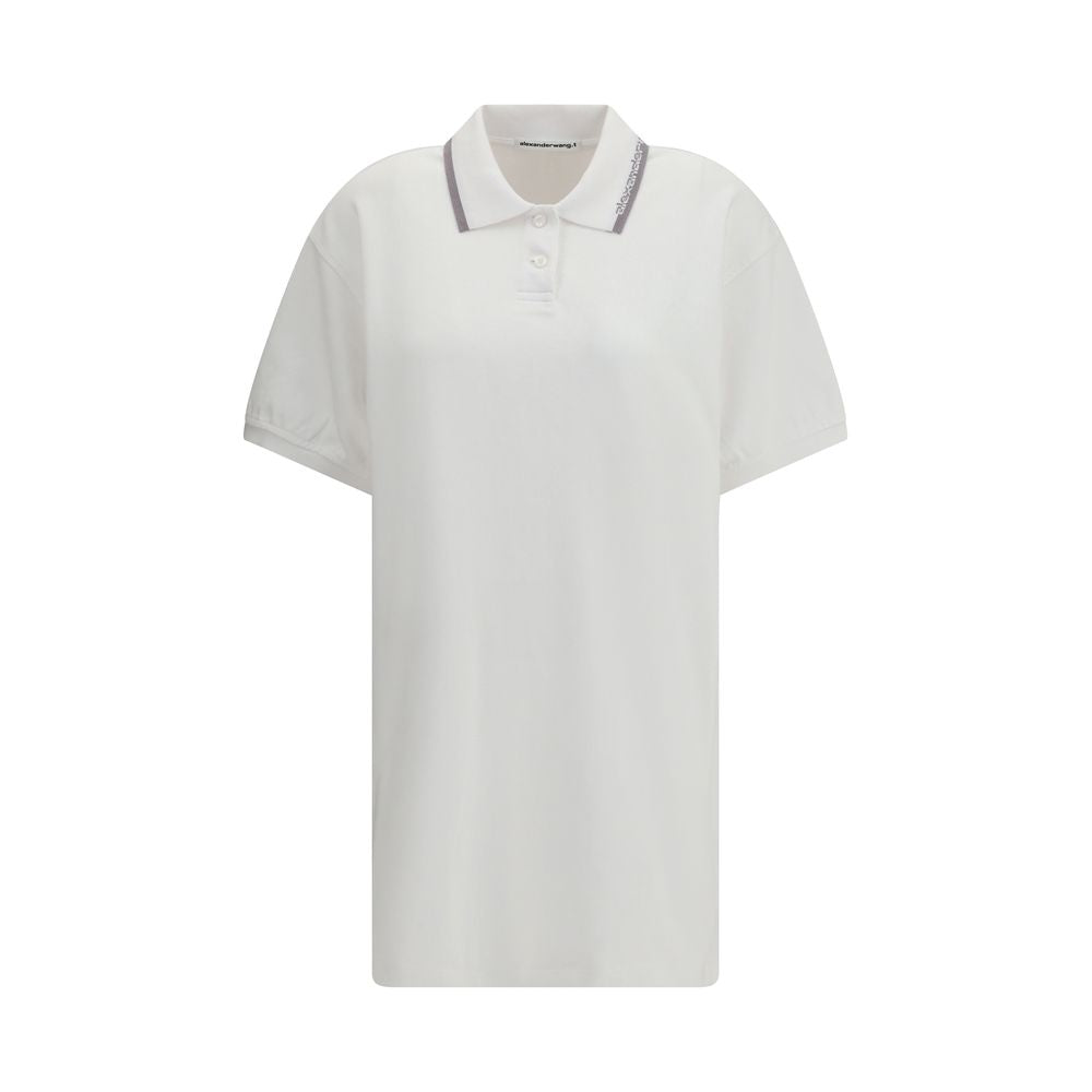 Alexander Wang White Cotton Polo Mini Dress - Élégance Sportive
