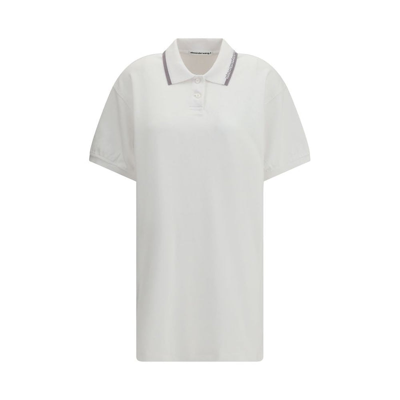 Alexander Wang White Cotton Polo Mini Dress - Élégance Sportive