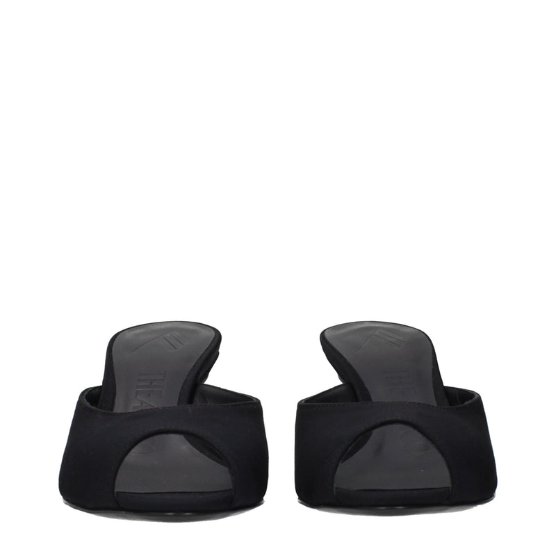 The Attico Black Fabric Flat Sandals - Élégance et Confort