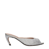 The Attico Gray Satin Stiletto Heel Sandals - Elegant Footwear
